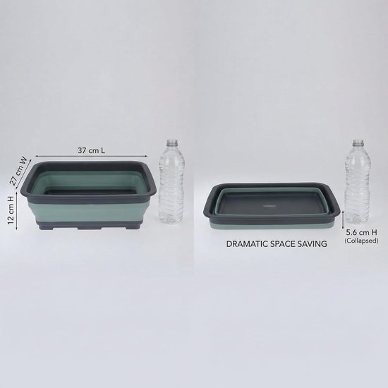 Opvouwbare Afwasbak - Camping Spoelbak - Outdoor Keuken - Plat Inklapbaar - 8 Liter Capaciteit - Grijs Groen — afbeelding 5