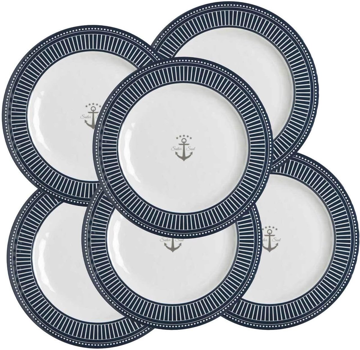 Eetborden Plat - Dinerborden Set - Aan Boord - BPA-Vrij Melamine - 28 Cm Rond - Oud Wit