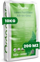Gazonmest All-In-One (10kg, 200m2) - Voor een Diepgroen Sterk Gazon Zonder Mos en Onkruid - Gazonmeststof - Gazon Kalk - Meststof Gazon - Gras Mest - Bodemverbeteraar - Organifer
