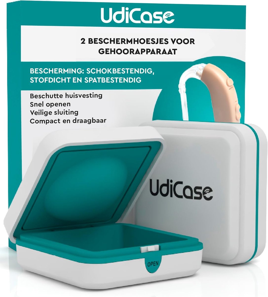 Opbergdoos Gehoorapparaat - Hoortoestel Doosje - Veilig Opbergen - Schokbestendig Spatwaterdicht - 7x7x3cm