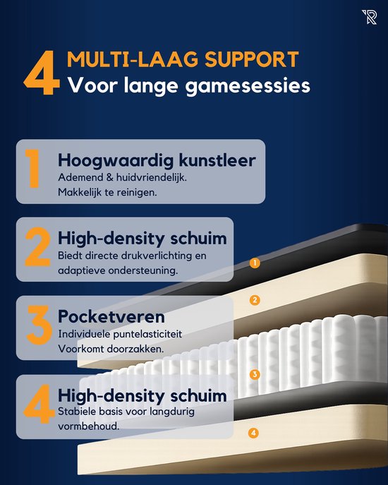 Ranqer Felix – Chaise gaming avec dossier et accoudoirs réglables – Siège gamer Noir