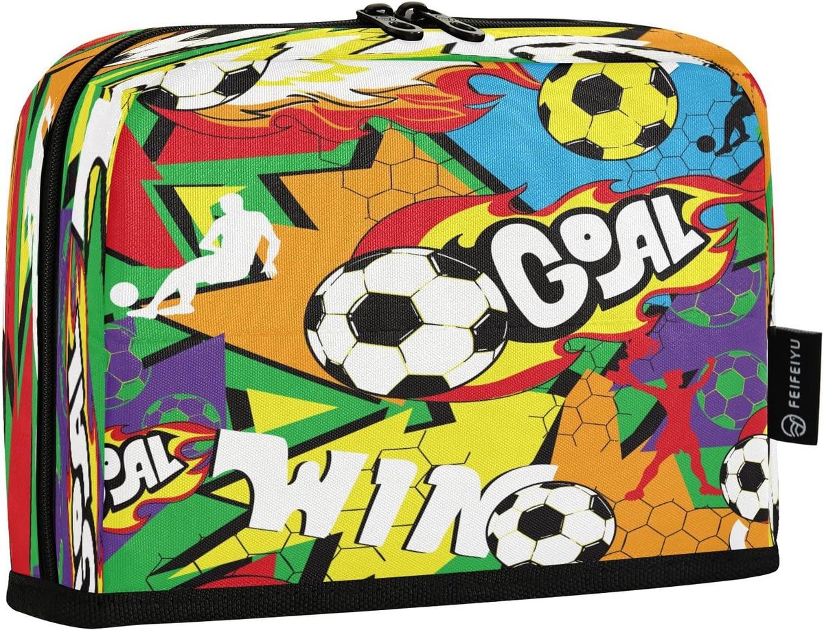 Staand Etui Voetbal - Pennenzak Organizer - School Kantoor - Meerlaags Ontwerp - 21x5x15 cm - Meerkleurig