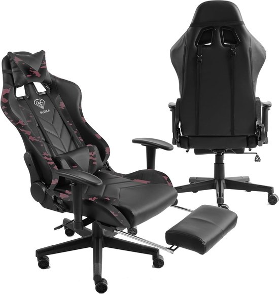 Gamingstoel met voetensteun - Ergonomische bureaustoel - Langdurig gamen - Verstelbare 4D armleuningen - 51 x 55 x 140 cm — afbeelding 3