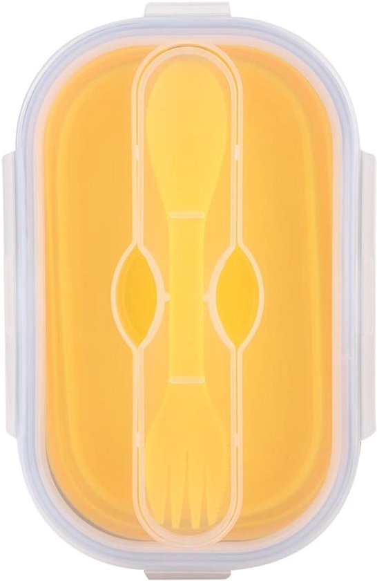 Opvouwbare Lunchbox - Magnetron Bak - Eten Meenemen - Food Grade Siliconen - 800 Ml Capaciteit - Geel — afbeelding 4