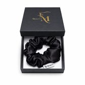 F&M Beauty Chouchou en Satin Noir – Anti-Casse – Élastique à Cheveux Doux – Accessoire Cheveux de Luxe
