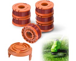 6 stuks grastrimmer draadspoelen met 1 spoelafdekking, Geschikt voor Worx alle 20 V grastrimmers