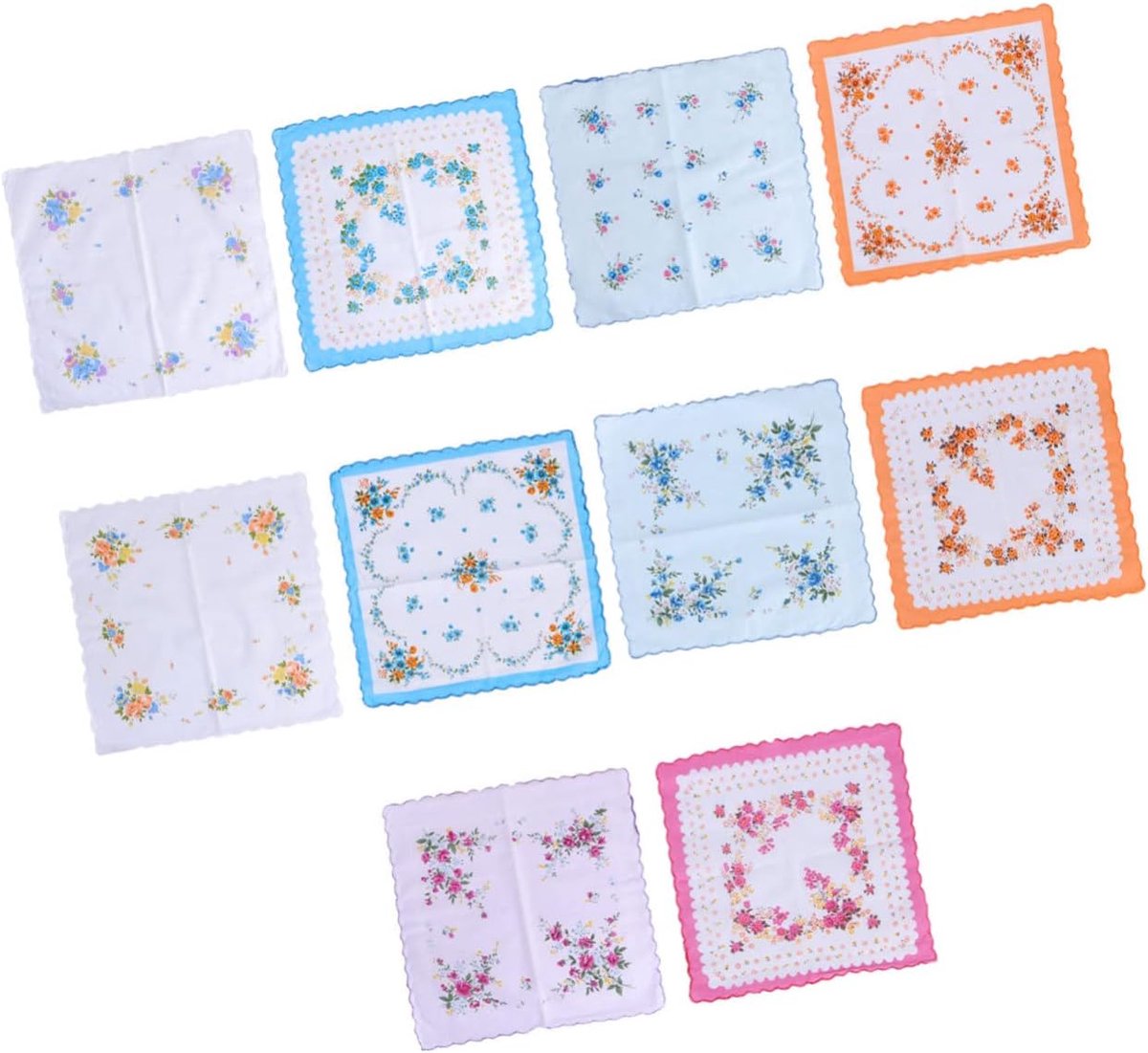 Dames zakdoekjes - Katoenen doekjes - Dagelijks gebruik - Set van 10 stuks - 30x30cm - Bloemenprint