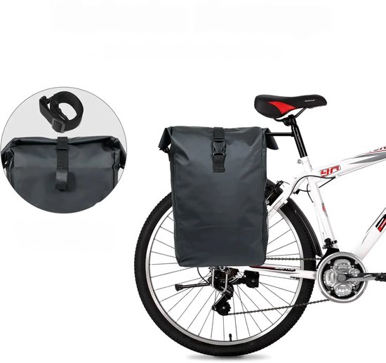 Fietstas - Bagagedrager - Fietstassen Elektrische Fietsen - 100% Waterdicht - Multifunctionele 2-in-1 Tas - 31X12.2X41.8CM - 9L - Zwart — afbeelding 5