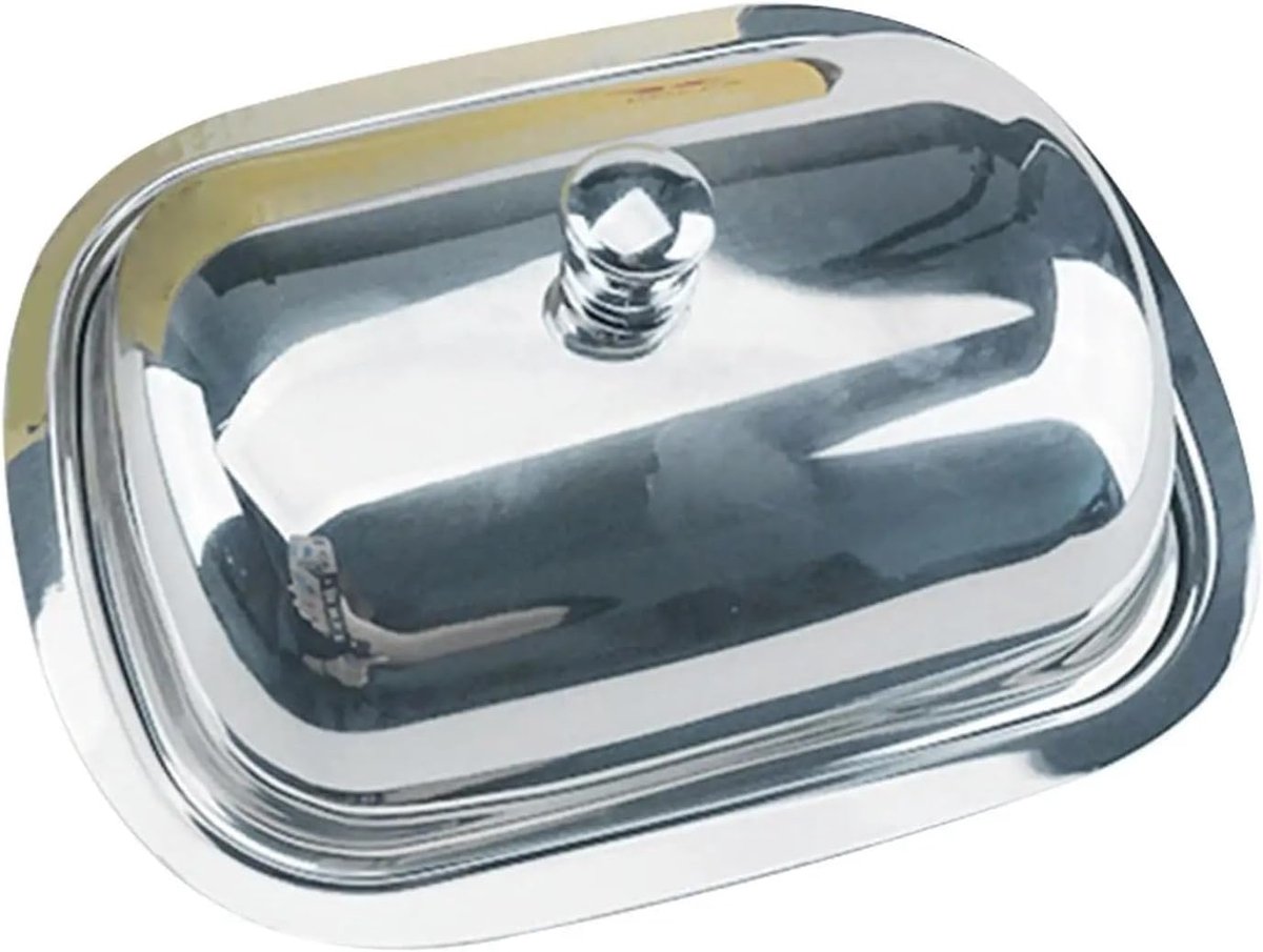 Boter Schotel - Botervloot Deksel - Keuken Bakken - Roestvrij Staal - 16x12x5cm - Zilver