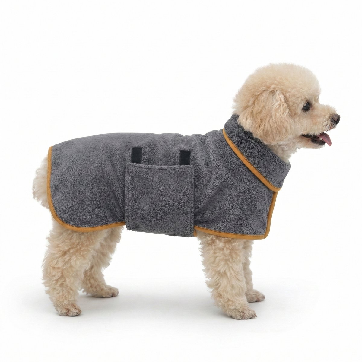 Rainbecom - Hondenbadjas - XS - Ruglengte 20-35 cm - Honden Handdoek - Sneldrogende Badjas Hond met Klittenband - Hondenkleding Microvezel - Absorberende Honden - Grijs Oranje