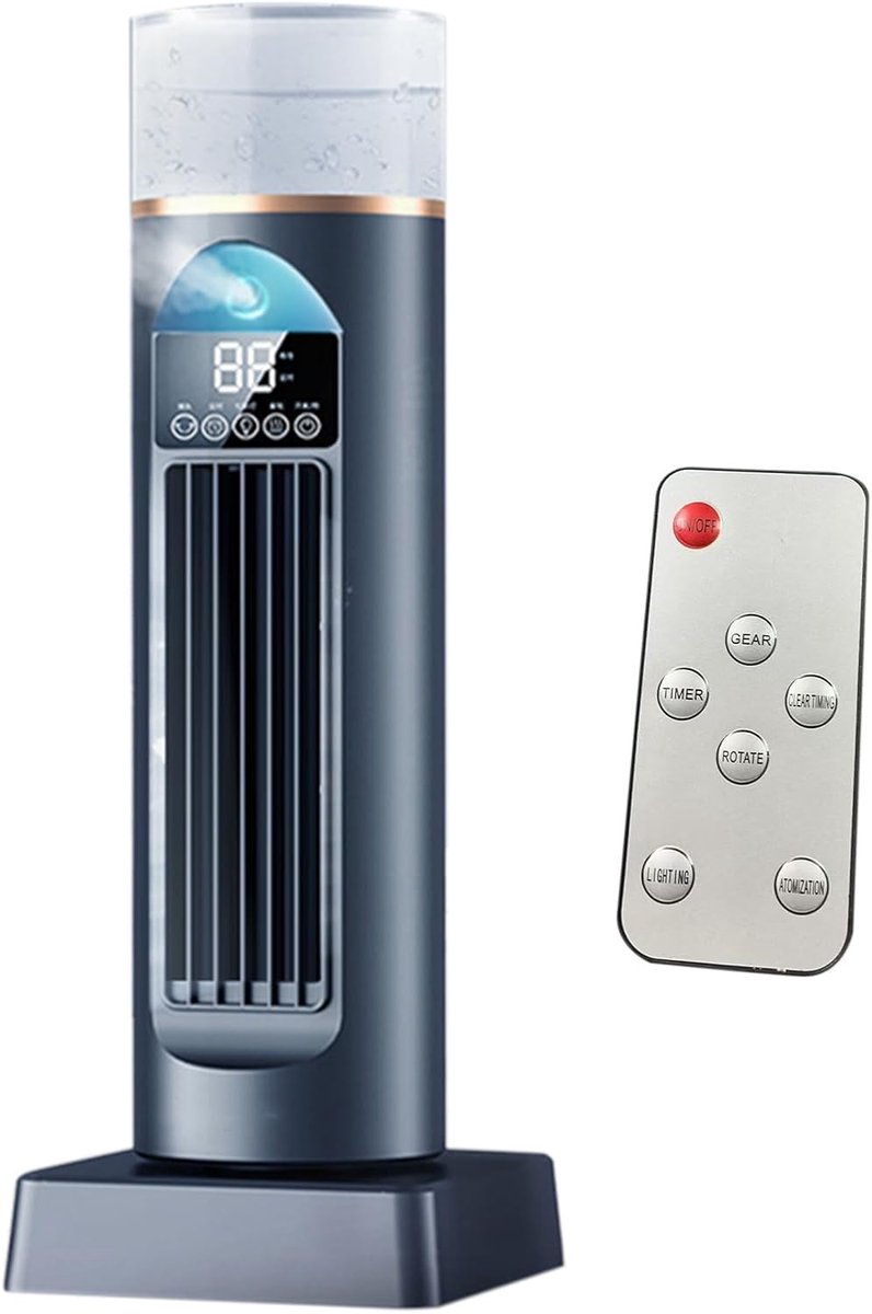 Toren Airco - Bladloze Ventilator - Stille Koeling - Met Luchtbevochtiger - 37x13x13 cm - Zwart