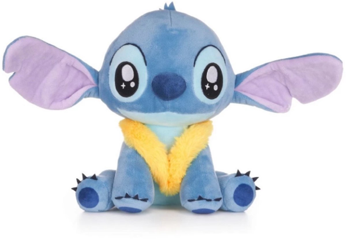 Stitch (Gele Kraag) Disney Lilo & Stitch Pluche Knuffel 30 cm - Speelgoed Knuffels voor Kinderen Jongens Meisjes