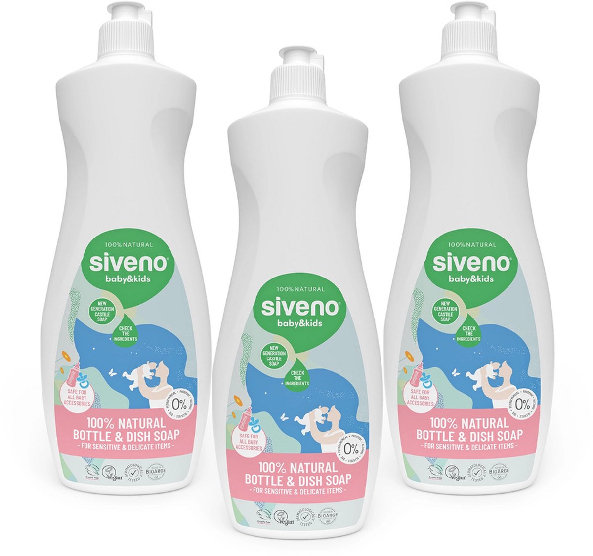 Siveno Baby Fles- & Afwasmiddel Voordeelverpakking – 3 x 500 ml – Natuurlijk, Vegan & Veilig voor Babyflessen