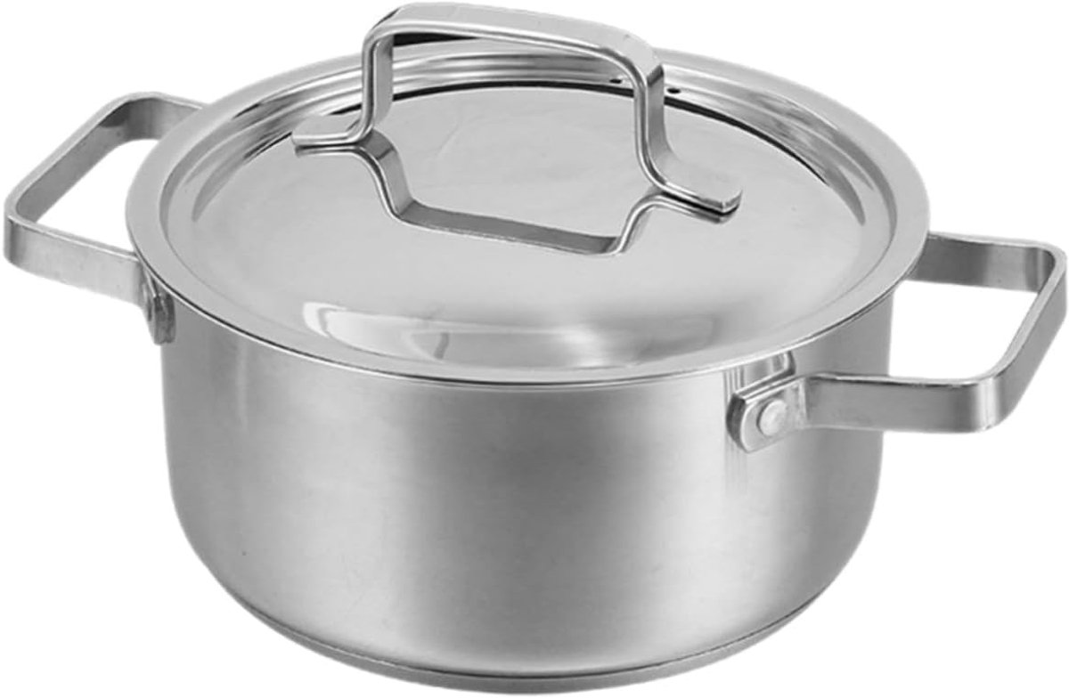 Kookpot met deksel - Voorraadpot Keukenpan - Soep Stoofschotels - Vaatwasserbestendig Interieur - 26x19.5x9.2cm - Zilver