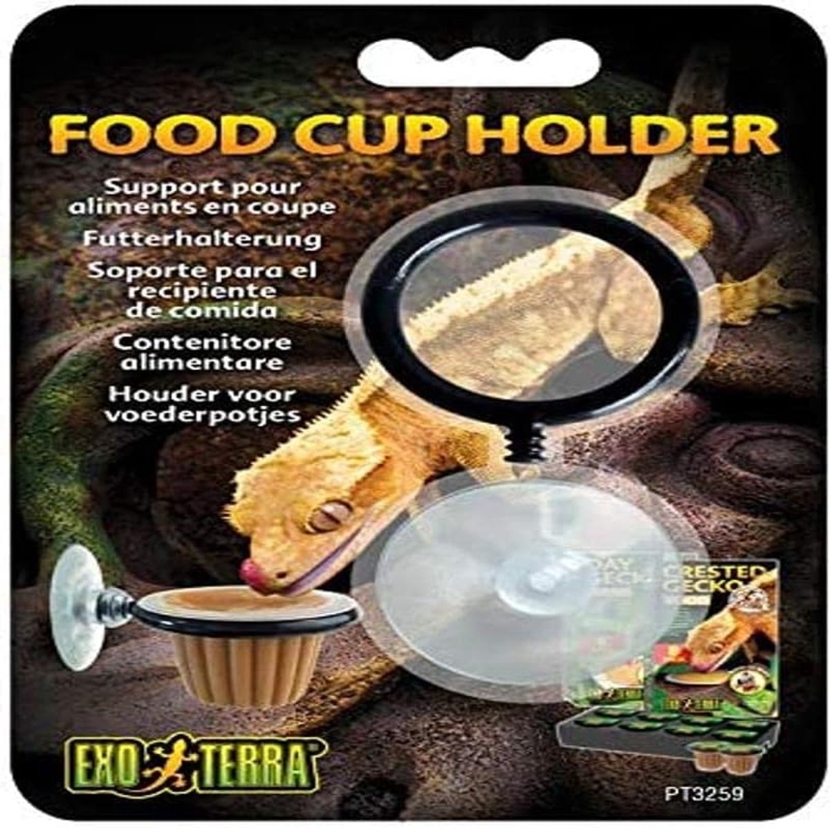 Voederhouder Reptiel - Voeding Houder - Gecko Voeren - Zuignap Bevestiging - 2x10x15 cm - Zwart
