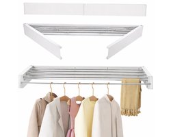 FitFusionHome Wanddroogrek – Droogrek - Inklapbaar Droogrek - Wasrek Hangend - Uitschuifbaar - Muurdroogrek - 4m Drooglengte - 80 cm - 4m Drooglengte - Wit