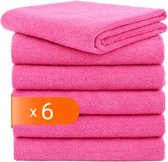 Tavas Harmonie Gastendoekjes - Fuchsia - Set van 6 - Kleine Handdoeken - 30 x 50 cm - 100% Katoen