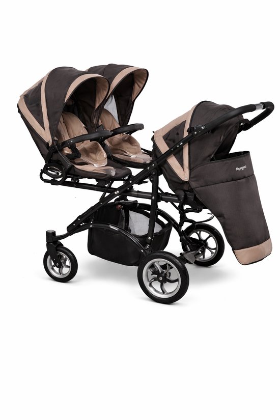 Trippy Kinderwagen – Triplet / Duo / Single Buggy – Verstelbaar & Multifunctioneel – Inclusief Opbergmand Bige