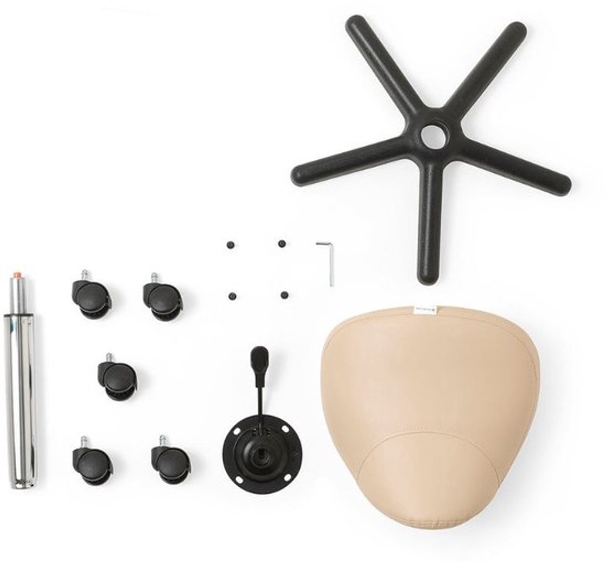 ZenGrowth ergonomische zadelkruk met hoge gasveer beige - Kapperskruk op zachte wielen – Zonder voetring – Zadelstoel - In hoogte verstelbaar thumbnail 4
