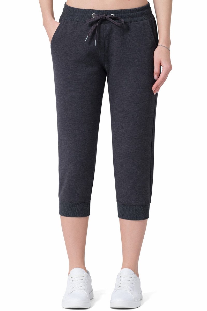 Smith & Solo Capri Broek Dames - korte Joggingbroek - Zomerbroeken - Antraciet - M