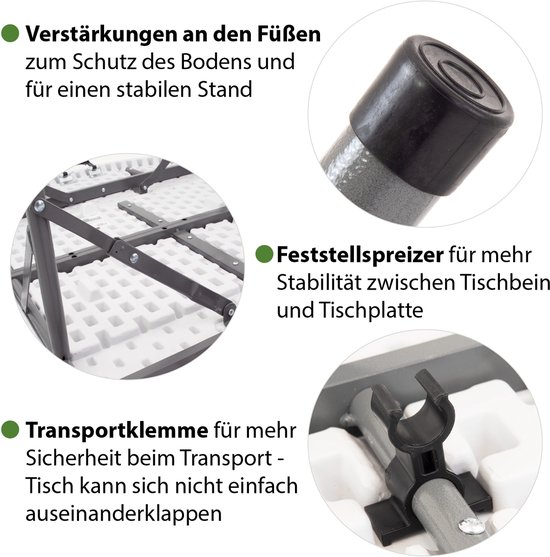 TRUTZHOLM - Ronde Vouwtafel - Ø 120 cm - Wit - Partytafel - Inklapbaar - Campingtafel - Voor 6 Personen van Merkloos — afbeelding 4
