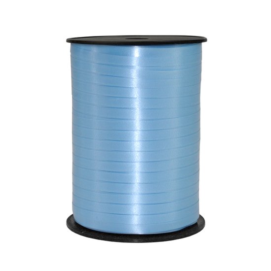 Lichtblauwe lintrol, 5mm breed. Perfect voor cadeaus en decoratie.