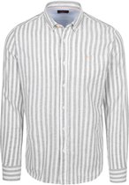NZA Shirt Picton Linnen Blend Streep Groen - Overhemden Casual