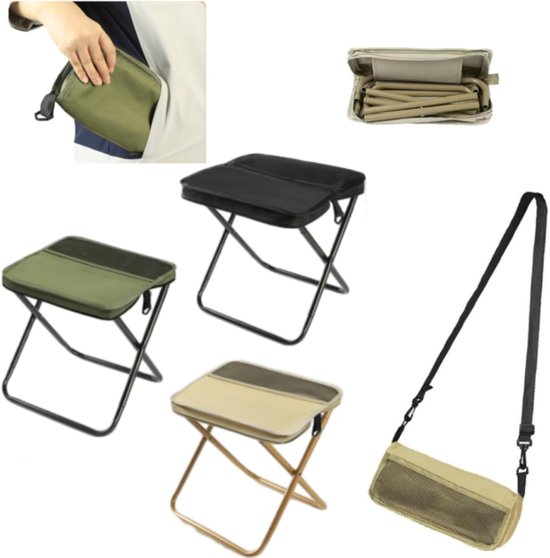 Opvouwbare Kruk - Draagbare Stoel - Outdoor Zitten - Ultralicht en Compact - Tot 120 kg - Zwart van Merkloos — afbeelding 4