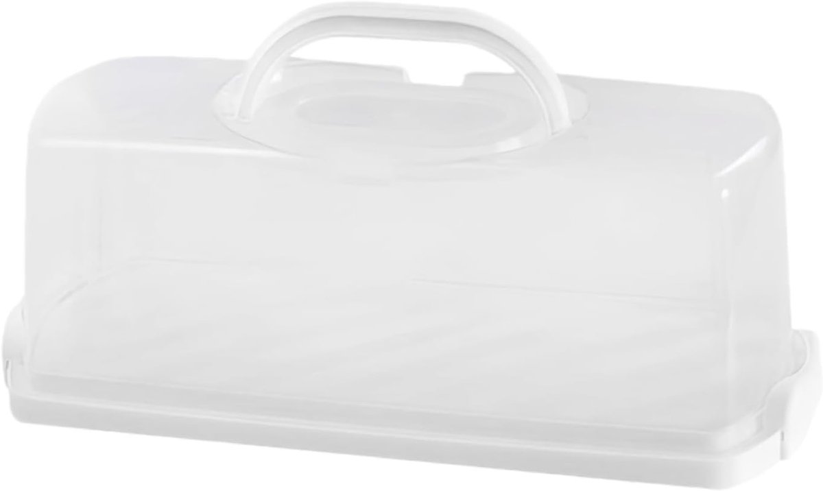 Brood Bewaar Container - Taart Doos - Keuken Aanrecht - Draagbaar Handvat - 39x17x15 cm - Wit