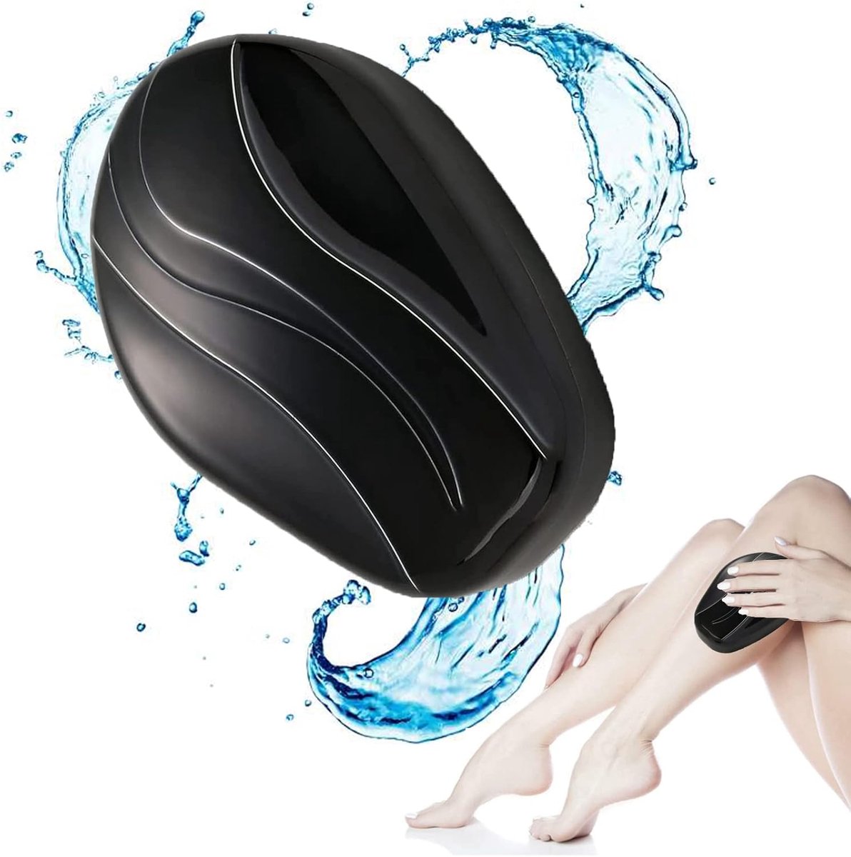 Kristallen Epilator - Gladde Huid Tool - Pijnloze Ontharing - Herbruikbaar Nano Glas - 10.5 cm Lengte - Zwart