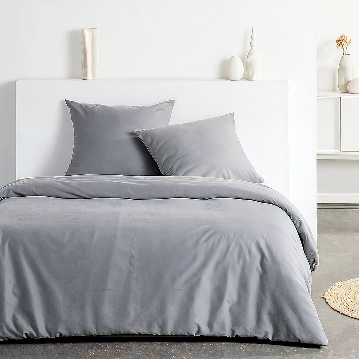 Beddengoed - VANDAAG - Essentieel - 2 personen - 220 x 240 cm - Grijs crêpe-effect
