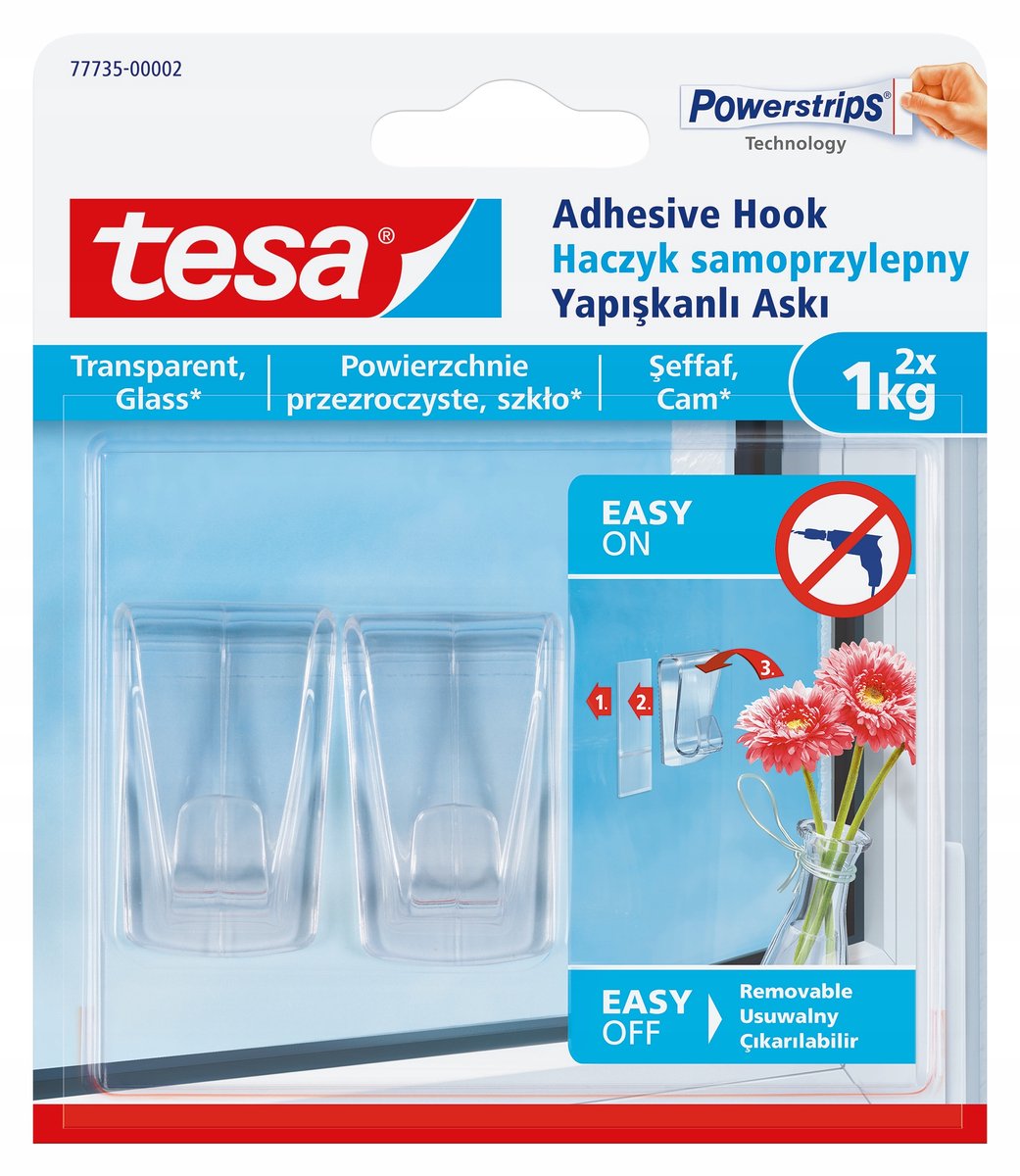 Tesa Powerstrips - Decoratieve Haken - 1kg - Transparant - Kunststof