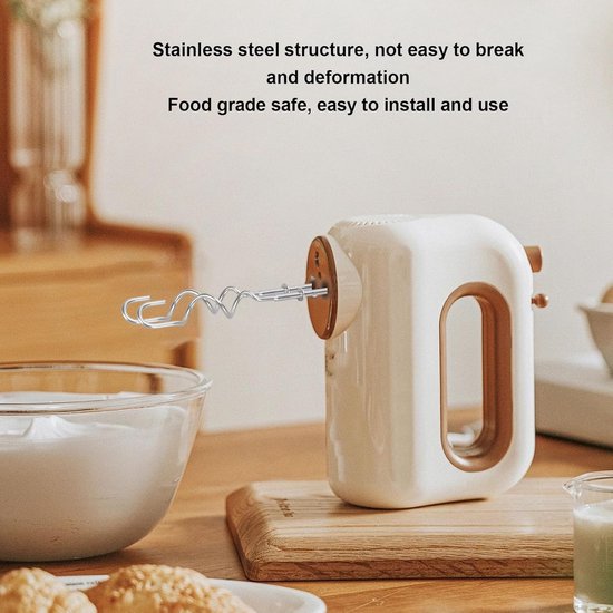 Deeghaken en Eiwitscheider - Mixer Accessoires - Brood Kneedhulp - Vaatwasmachinebestendig - 24D x 16B x 4H cm - Zilverkleurig — afbeelding 2