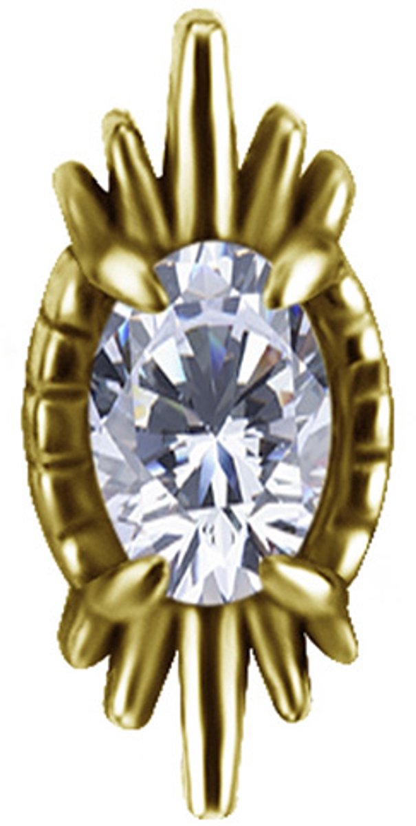 Crazy Needles Serie - Goud Vergulde Push-in Moer - Witte Zirkonia - 3mm Breedte - 6mm Hoogte