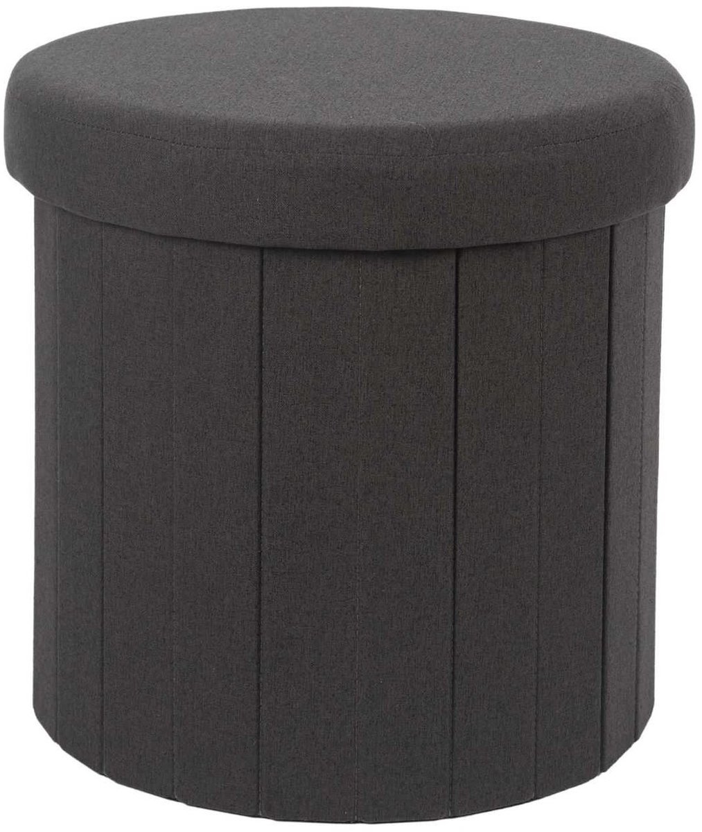 HowHomely ROUNDO - ronde poef - Zwart - Met Opbergruimte - Elegant