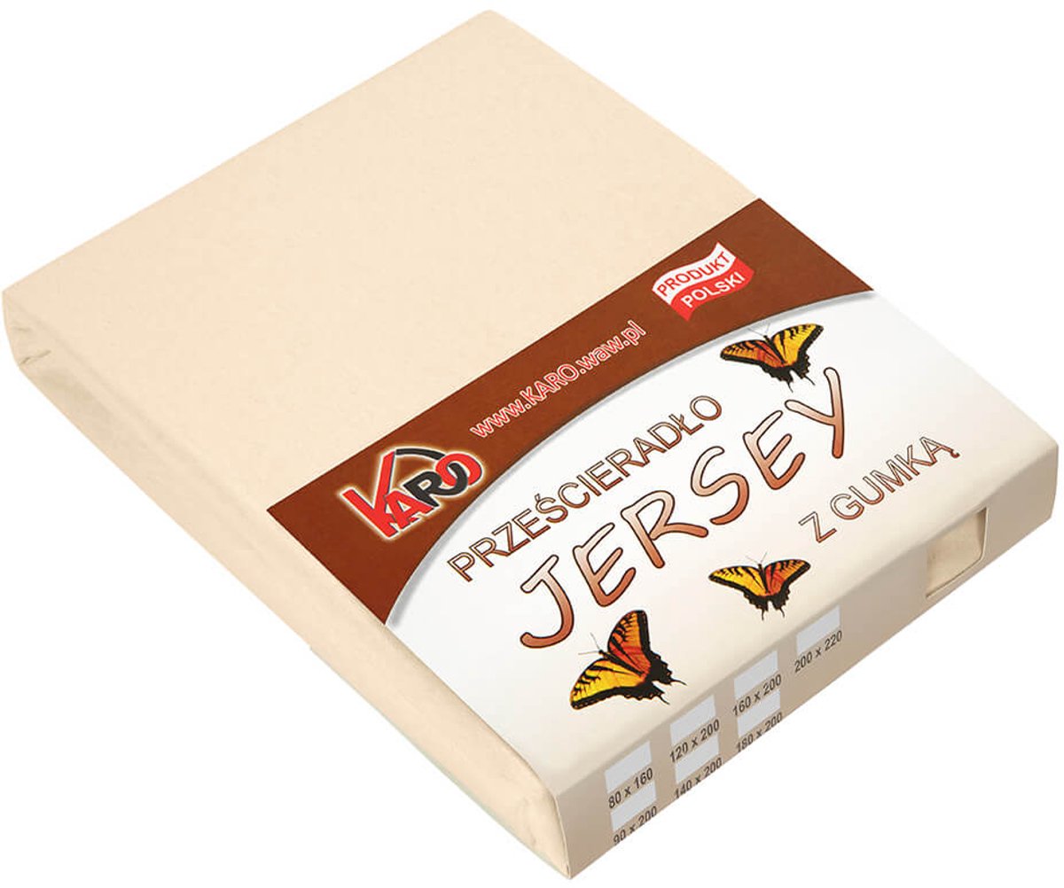 KARO Serie - Jersey Hoeslaken - 180x200 - Licht Beige - 150g/m2