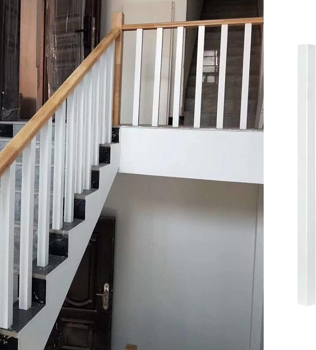 Houten Balustrade Paal - Trapleuning Spindel - Binnen Buiten - Glad Braamvrij Oppervlak - 95cm Hoog