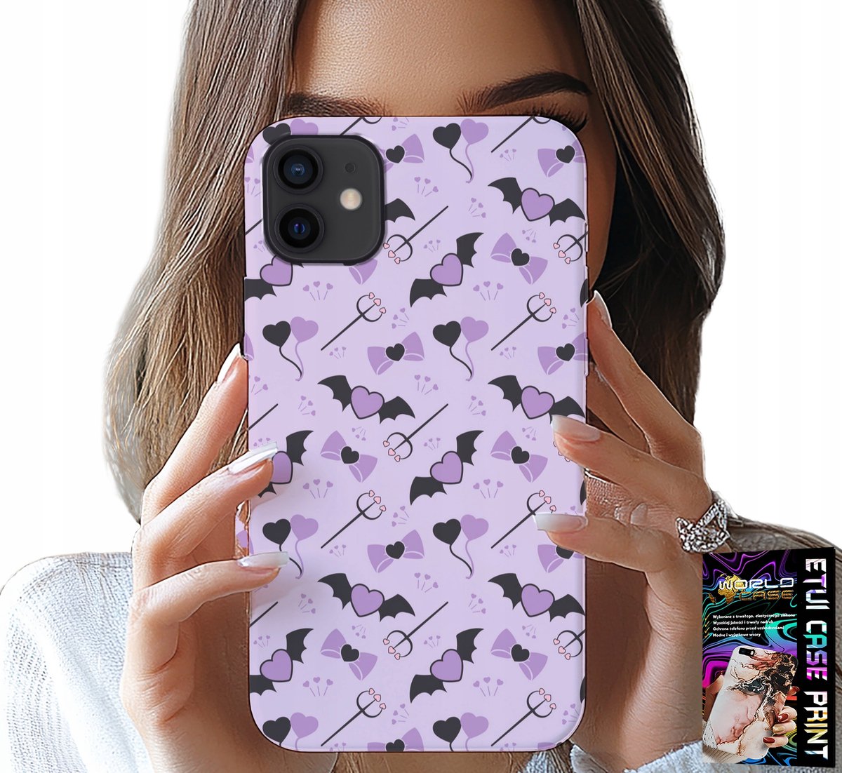 iPhone 13 Mini hoesje - Modieuze patronen: vork, hartjes, kommen