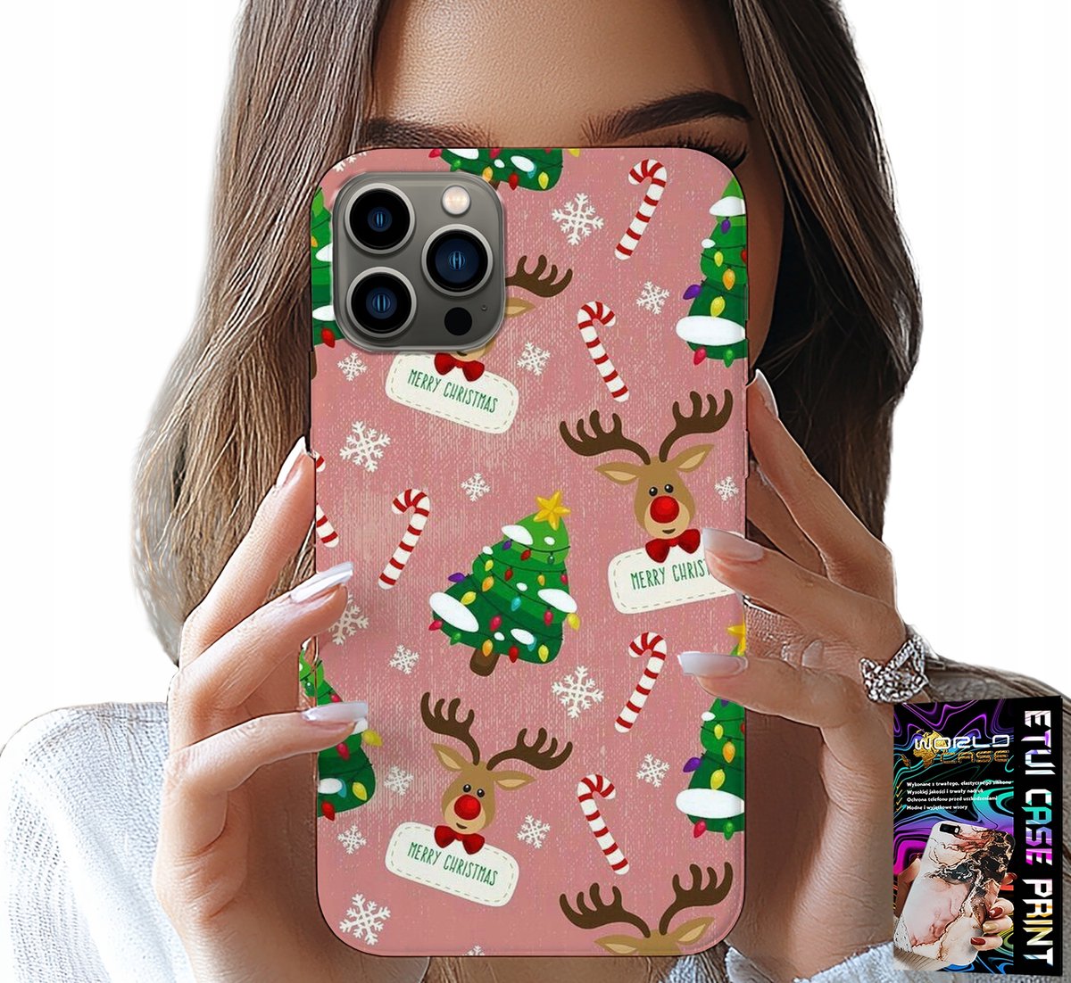 HOESJE VOOR IPHONE 13 PRO MAX - KERSTRENDIEREN, KERSTBOMEN EN SNOEPPATRONEN