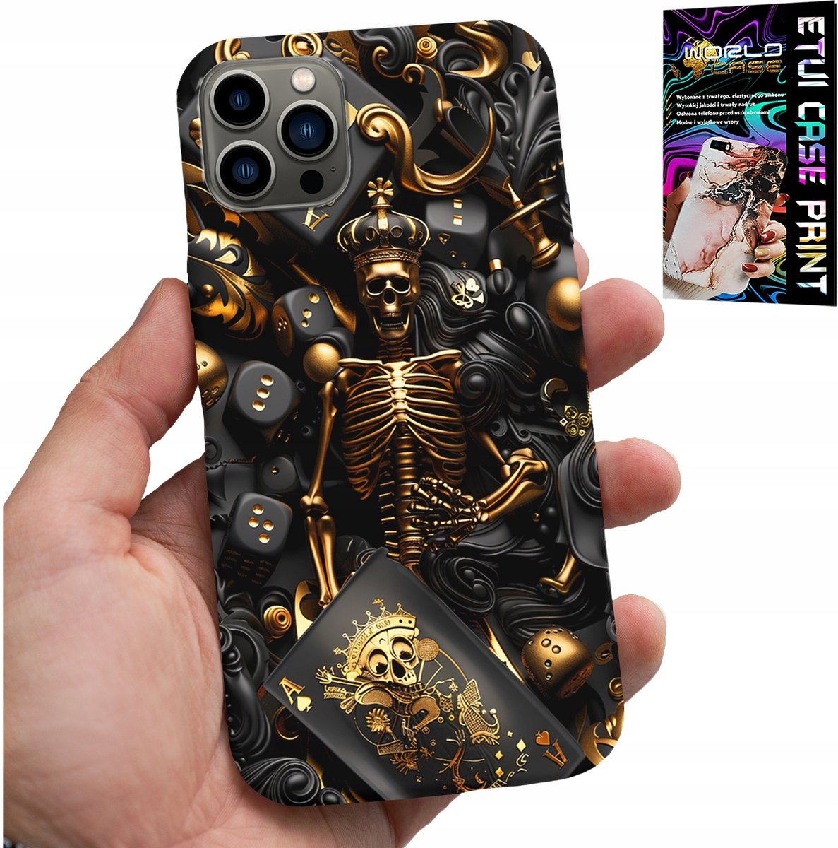 HOESJE VOOR IPHONE 12 PRO MAX - KING POKER DICE ACE PATRONEN VOOR HEREN + BRIL