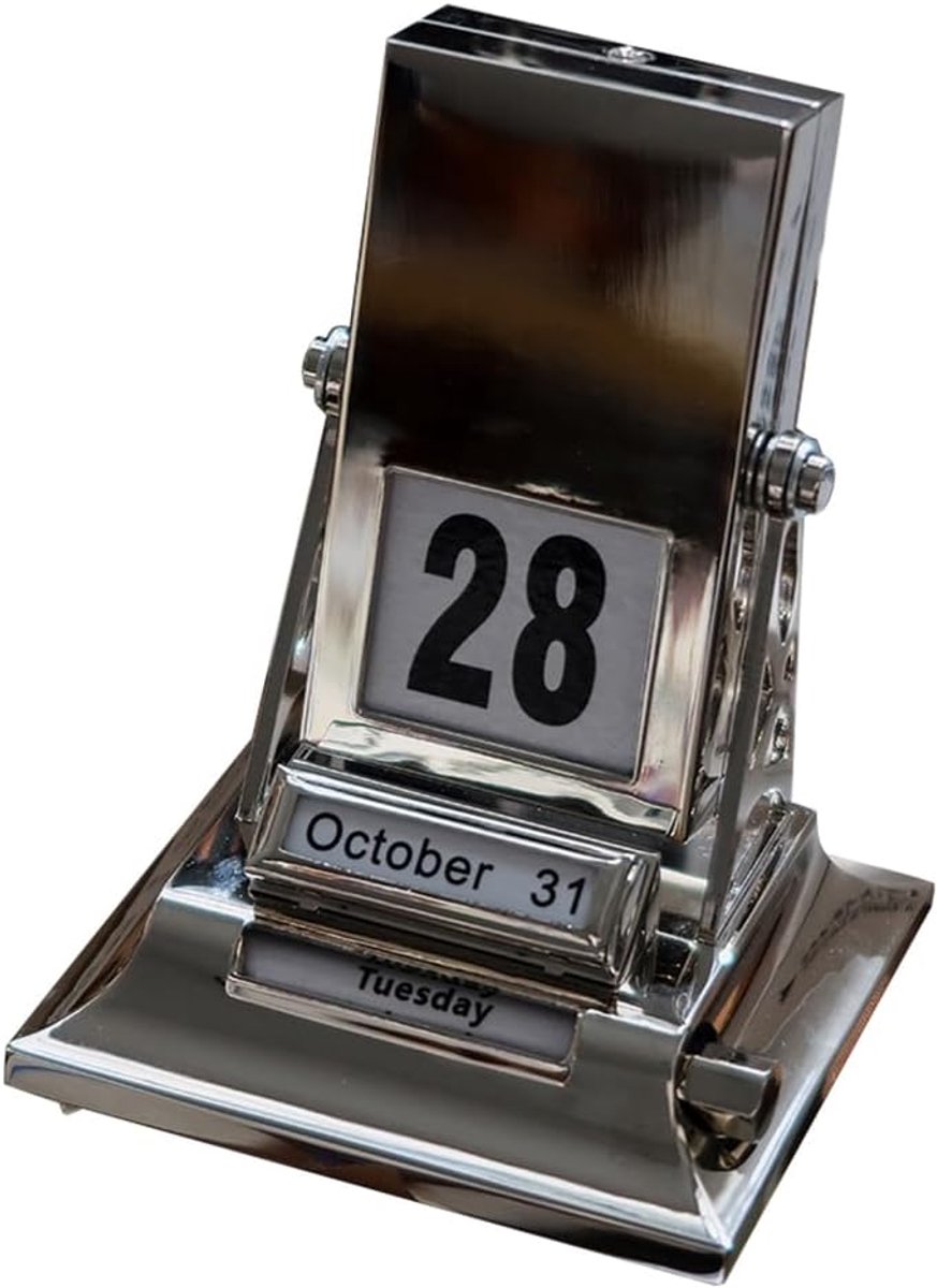 Metalen Bureaukalender - Rotatie Kalender - Kantoor Organisatie - Scandinavisch Design - 11 x 9 x 7 cm - Zilver