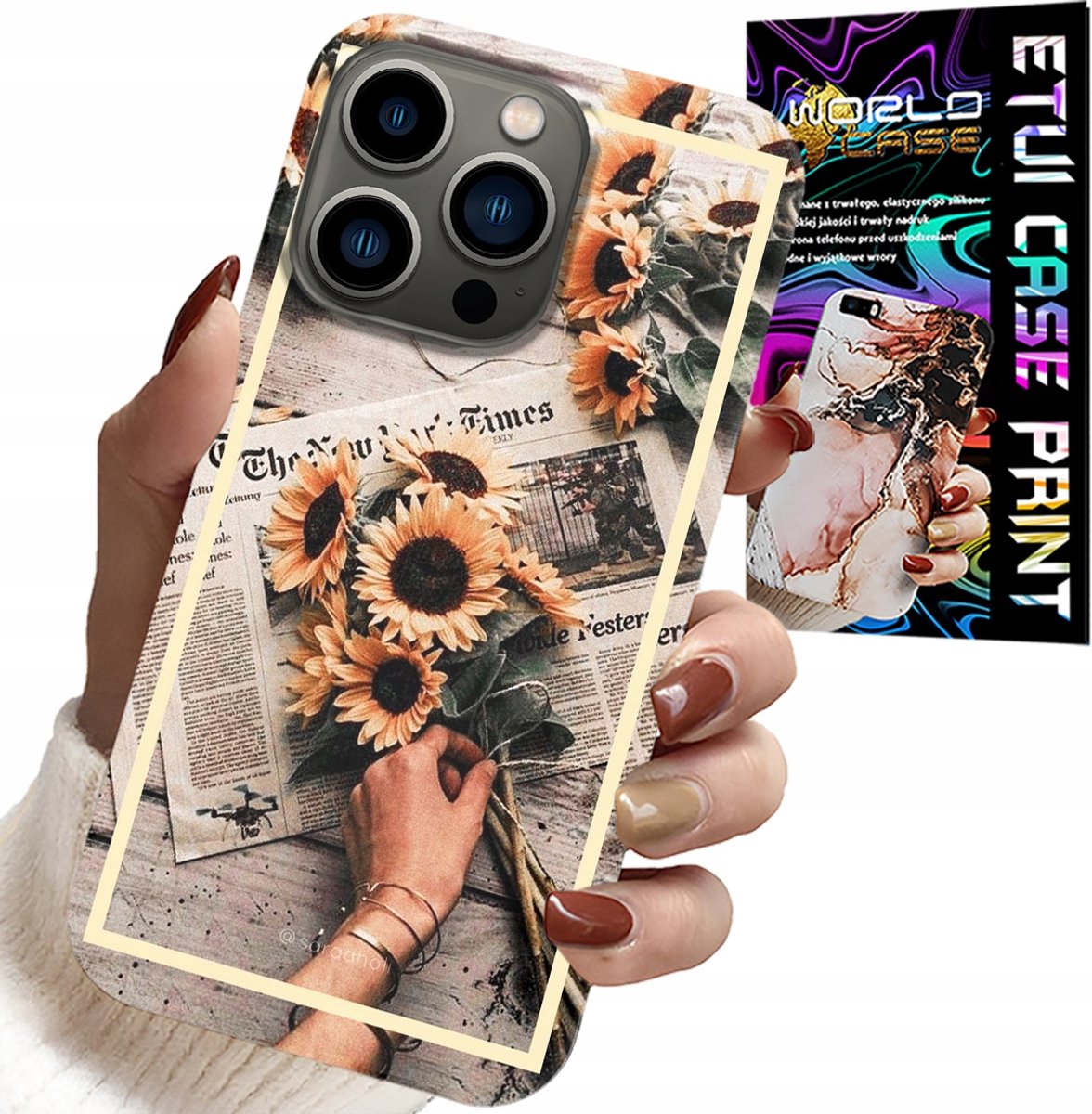 HOESJE VOOR IPHONE 14 PRO MAX - BLOEMENPATROON MET ZONNEBLOEM