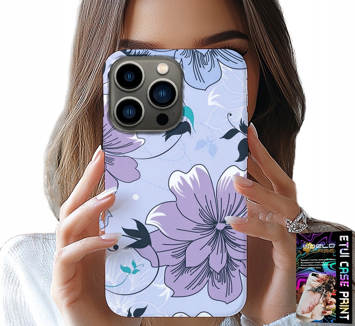 iPhone 14 Pro hoesje - Bloemen, trendy patronen, achterkant