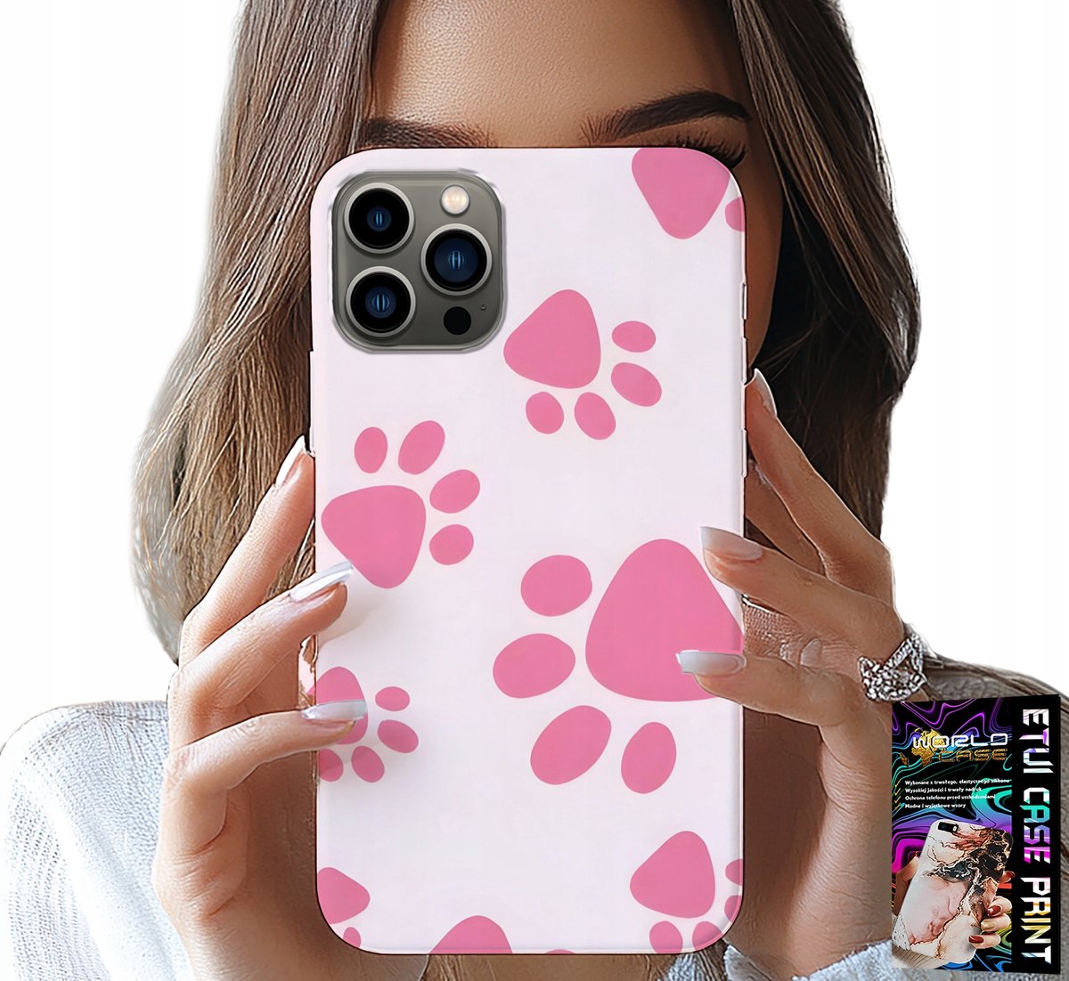 iPhone 12 Pro hoesje - Roze hondenpootjes, achterkant, hoesje