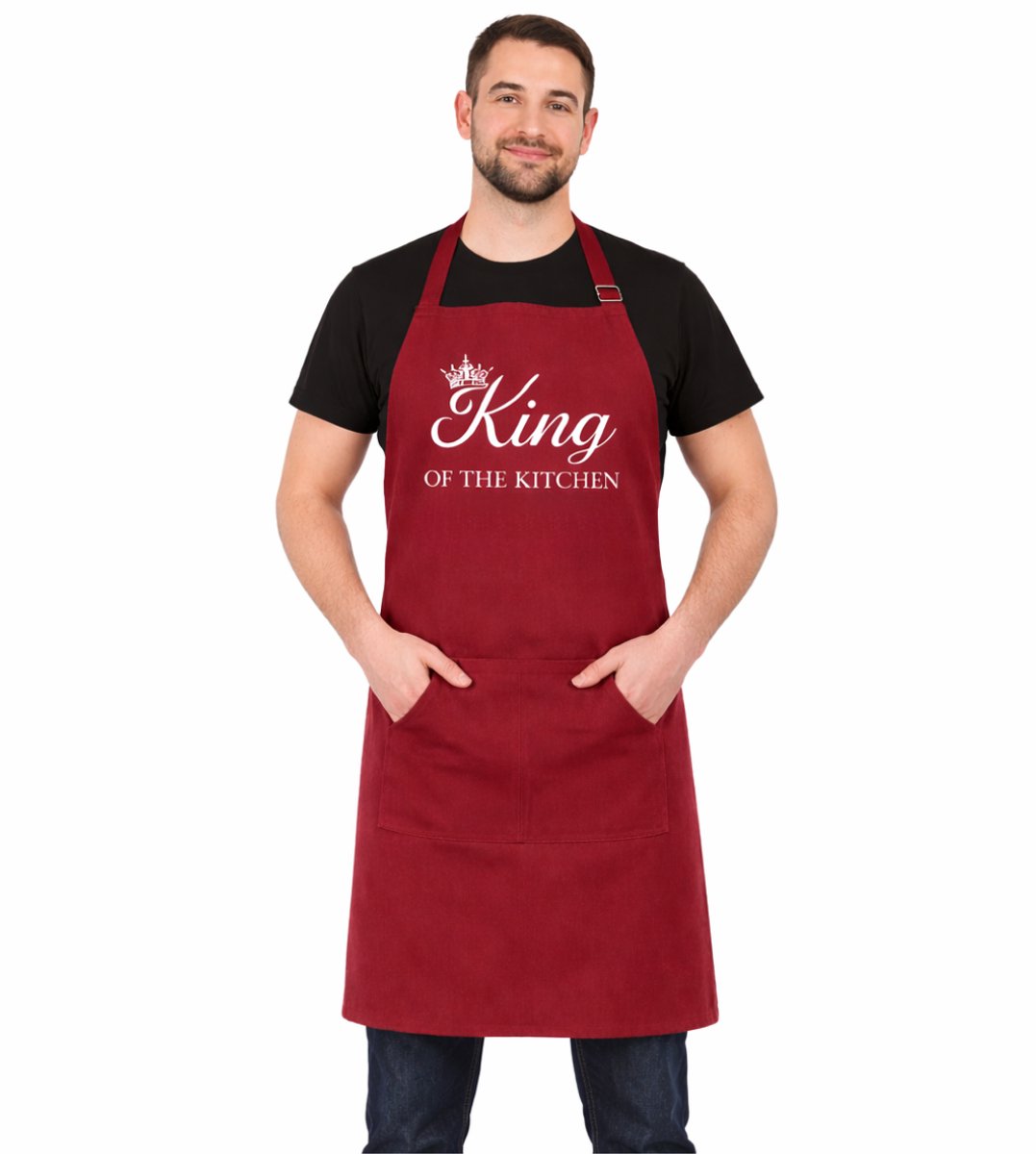 Royal Keukenschort - Bordeaux - 60 x 80 cm - Verstelbaar Keukenschort Heren - Horecakwaliteit - King of The Kitchen