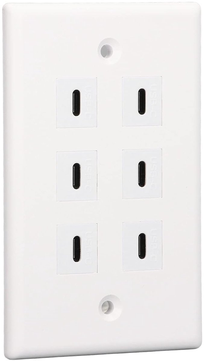 USB Contactdoos - Oplaadpoorten Hub - Apparaten Laden - Zes Type C Uitgangen - Wit