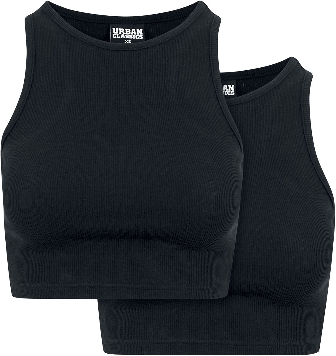 Urban Classics Pre-Pack Cropped Rib 2-Pack Dames Top – M Zwart