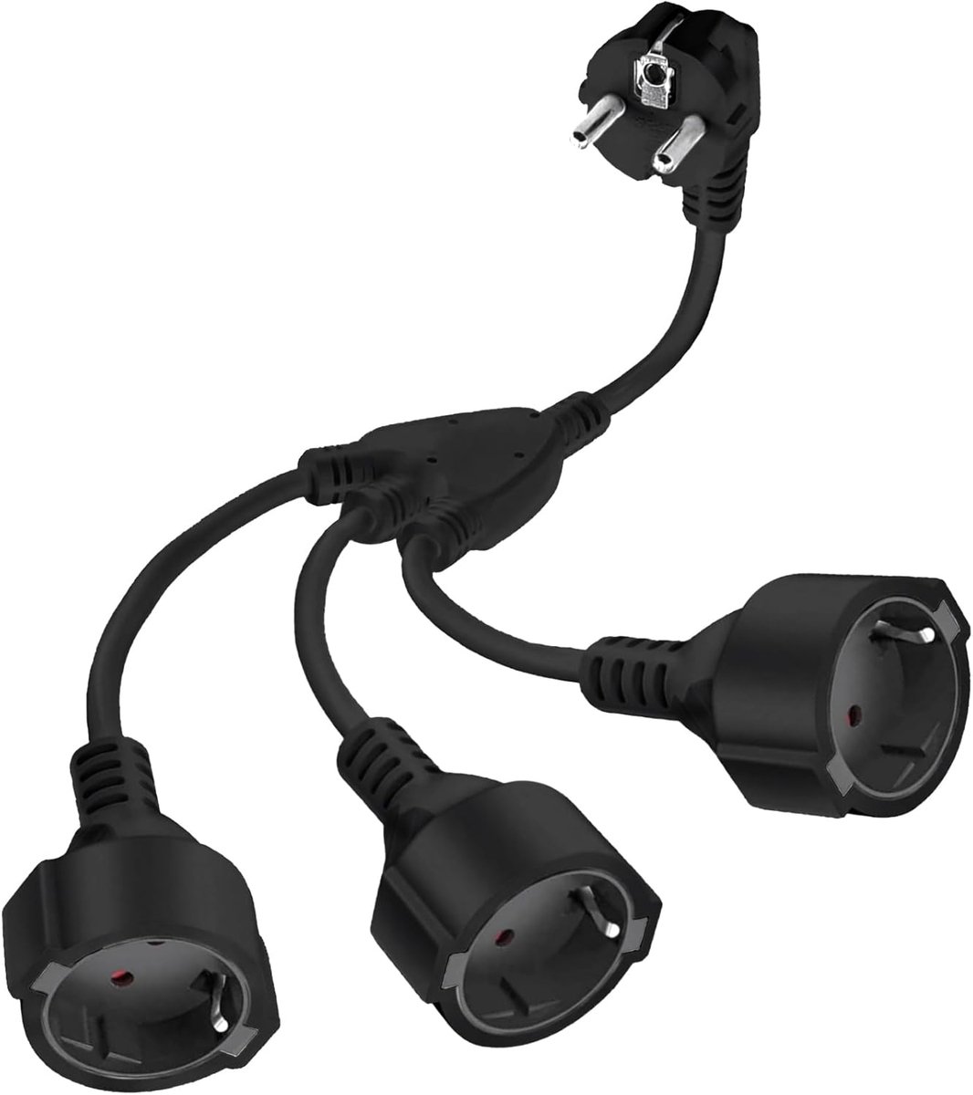 Dubbel Stopcontact - Verlengkabel Adapter - Meer Aansluitingen - Geaard Veilig - 16A 250V - Zwart
