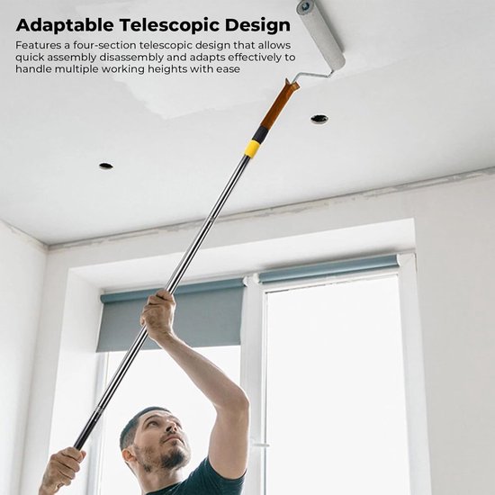 Telescopische Stok - Verlengsteel Verlengpaal - Schilderen Reinigen - Roestvrij Staal - Verstelbaar - Zilverkleurig — afbeelding 5