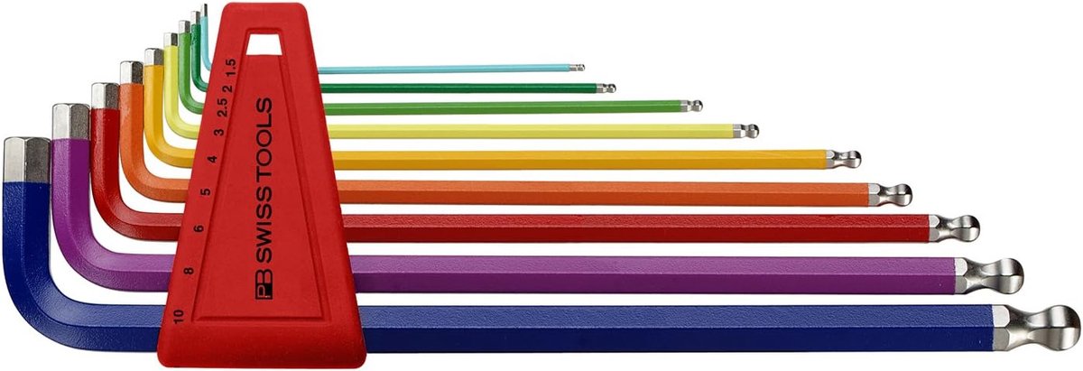 Inbussleutelset - Kogelkop Sleutels - Precisie Werk - Gekleurde Markering - Metrisch - Regenboog